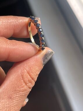 14k gold Blue Sapphire Half-Eternity Band. Reeds jewelers